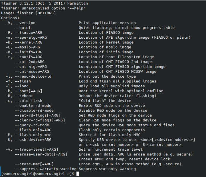 flasher --help screenshot